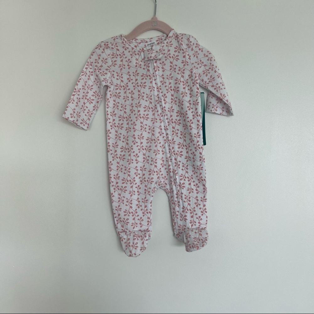 aden + anais baby Long sleeve zipper one piece footie pink 0-3 months